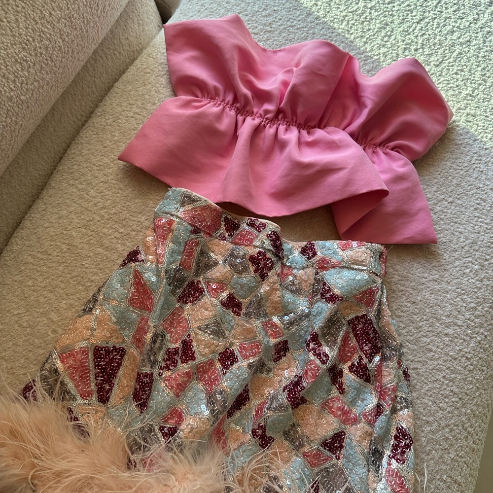 Zara Pink Top with Sequin Detail